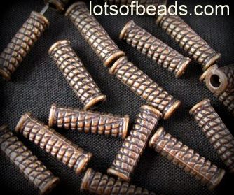 Copper basket weave tube bead